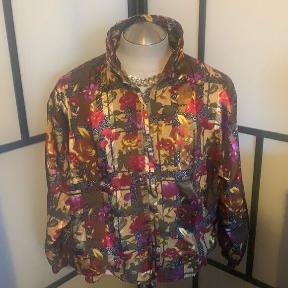 - ARGEE SPORTS Women’s Windbreaker Floral Jacket Large O620 - Picture 3 of 11